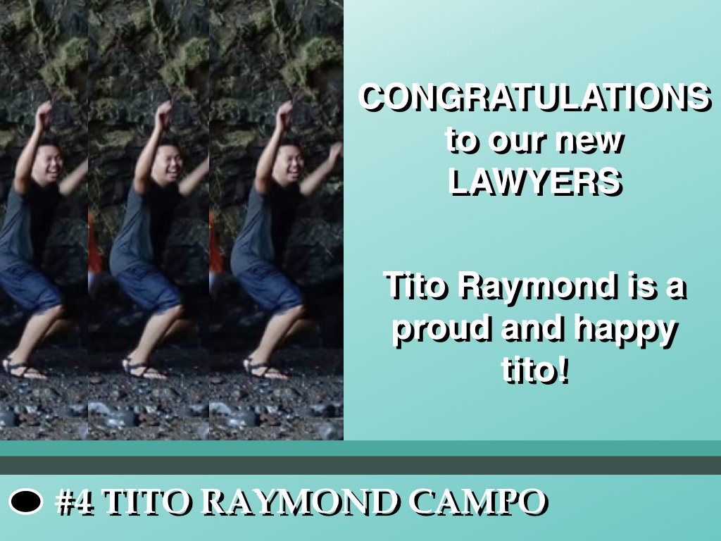 TitoRaymondC's tweet photo. MALUGOD na BINABATI ni TITO RAYMOND ang mga bagong ABUGADO na kakapasa lamang sa #2019Bar! #TitoRaymond #TitoLawyers2019 https://t.co/BsFyCcOn1r