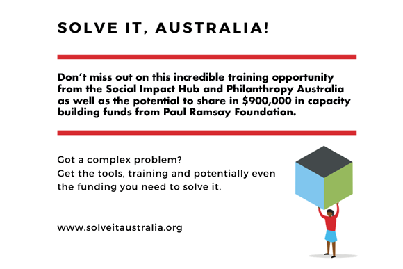 SocialChangeAus's tweet image. Solve It, Australia! will equip you with a #problemsolvingframework you can use to solve all types of difficult problems, including complex social &amp;amp; environmental ones &amp;gt; pst.cr/yG68r @PhilanthropyAus @georgina_byron @prfoundation1 @perpetual_ltd @NAB @TalkingSticks1