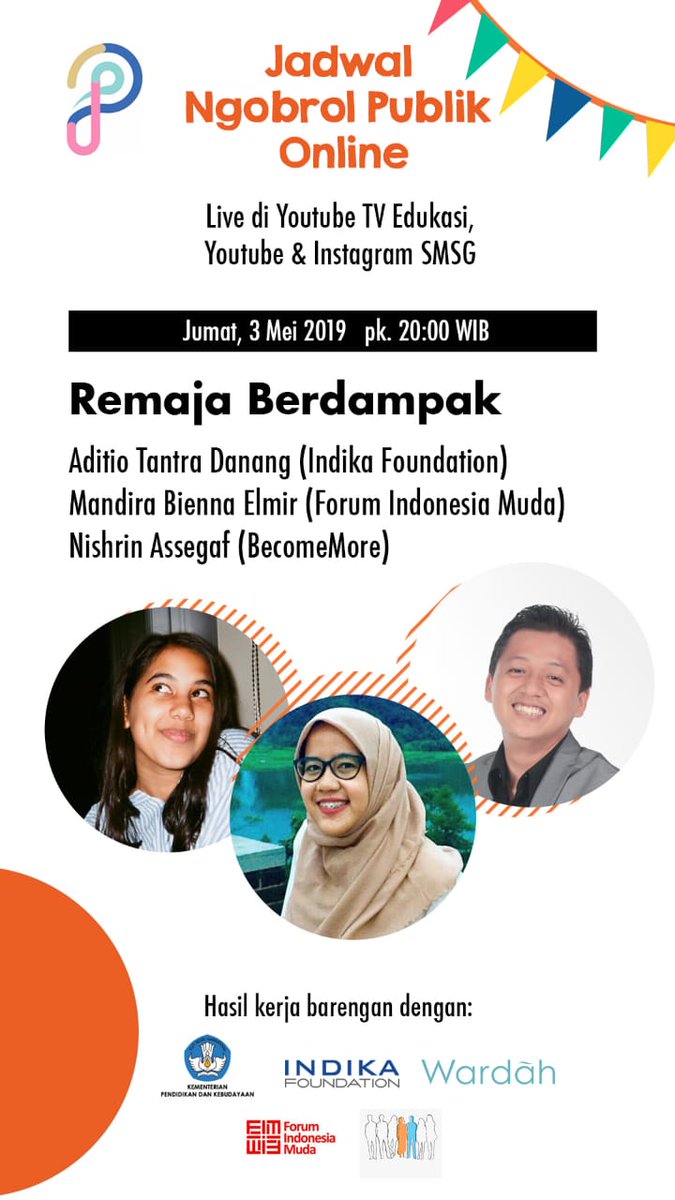 [Jadwal Ngobrol Publik Online]

Ngobrol Publik Online
Jumat, 3 Mei 2019.

Pastinya gak mau ketinggalan topik-topik seru yang akan diobrolin dong?

Tungguin terus di IG dan channel YouTube Semua Murid Semua Guru yaa

#KerjaBarengan
#SemuaMuridSemuaGuru