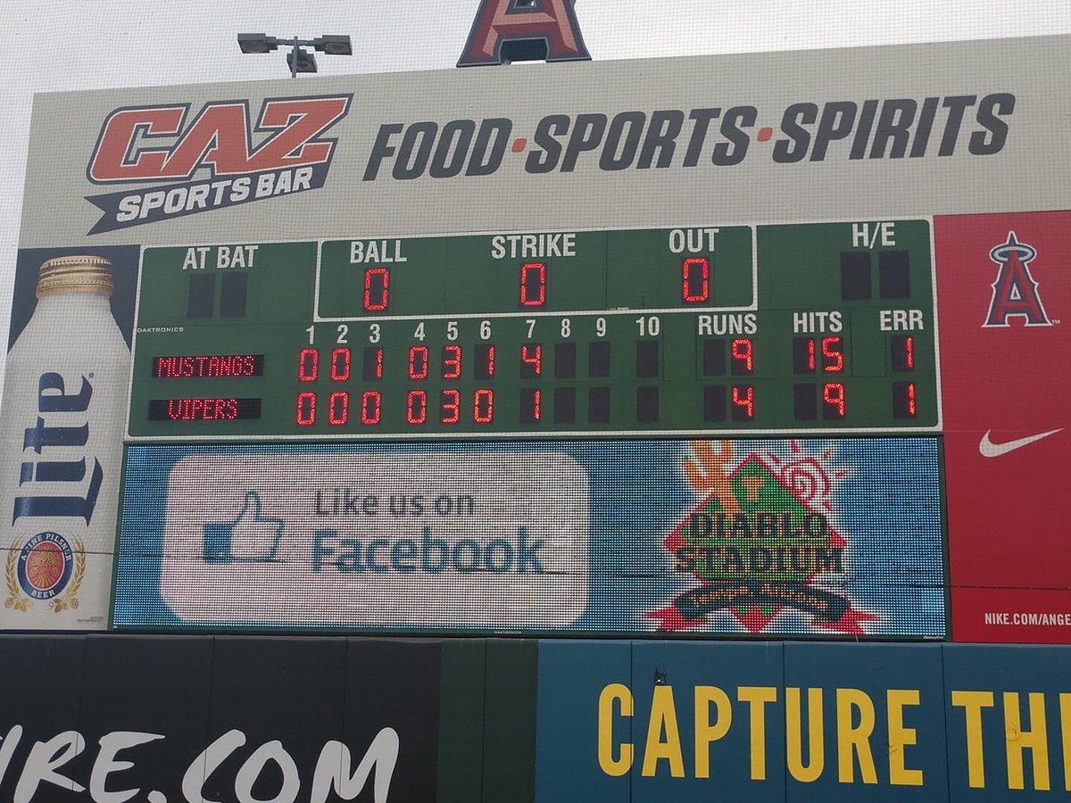 SMHSMustangBB's tweet photo. The Mustangs pounded out 15 hits and stave off elimination defeating Verrado 9-4 behind @CalebThomasons complete game. Come out to Tempe Diablo next Monday at 6:30pm and cheer on your Mustangs as they battle in another state playoff game! https://t.co/cdAU3gWkUF