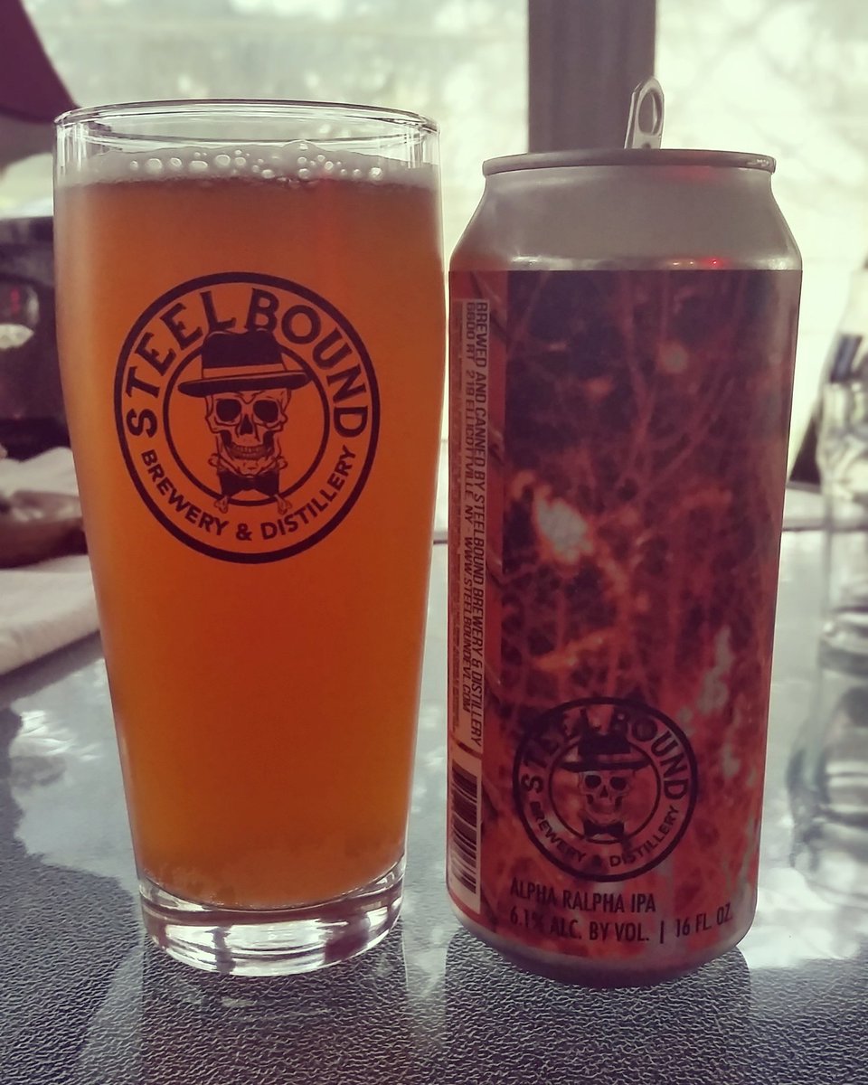 First time nabbing some <a href="/SteelboundEVL/">Steelbound Brewery & Distillery</a> Alpha Ralpha IPA in cans. Nice way to start tonight's session - notes of orange and pine with a slightly drying mouthfeel. Now to work on this four pack of EVL DIPA we have. #drinklocal #drinkbetter