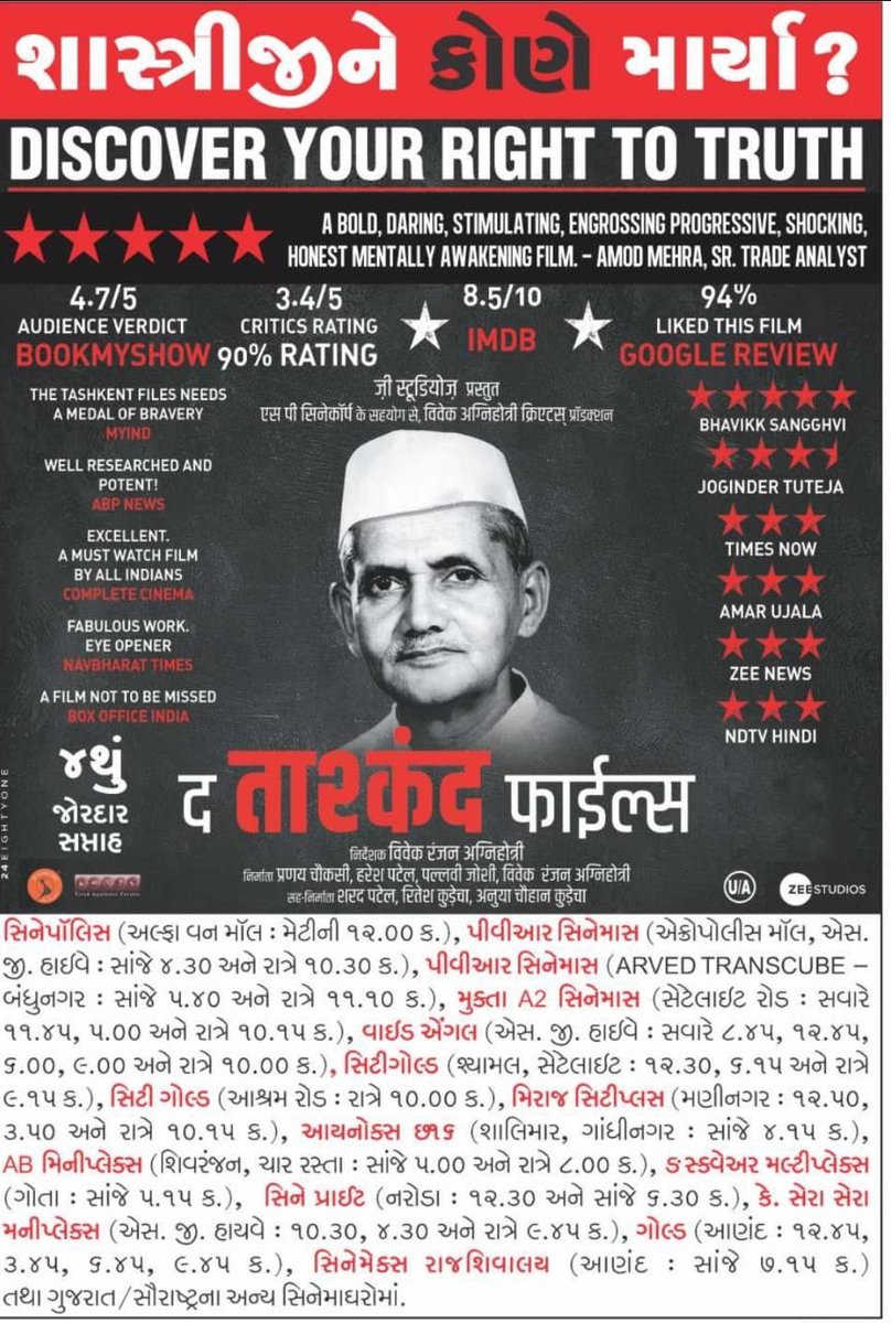 #TheTashkentFiles enters a successful 4th week. 

It’s become a people’s film.