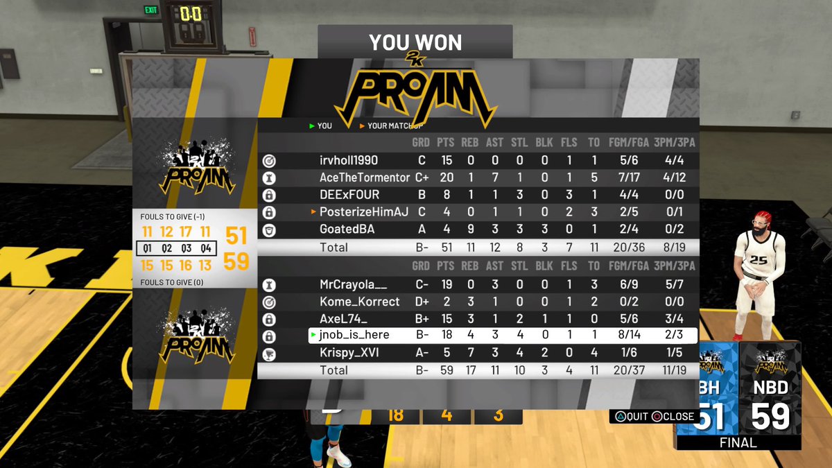 Good round 1 win in <a href="/SL2KProAm/">SL2K</a> playoffs vs bad habits as Never Back Down <a href="/xNBD2k/">Never Back Down</a> takes the series. Round 2 of playoffs awaits vs loaded clips.  

#nba2k19 #2KCommunity 
 
GGs to the squad:
@Jnob2KLife / <a href="/AxeL74_/">AxeL74</a> / @Krispy_XVI / <a href="/liloogie6/">JayGodd</a> / <a href="/MortalKombat/">Mortal Kombat 1</a>