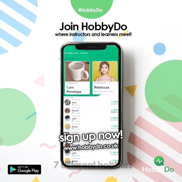 hobby_do's tweet photo. #HobbyDo is an app designed to help instructors find students. .
.
#hobby #earnmoney #teacher #student #Fitness #Yoga &amp; #Pilates #Painting #Boxing #MartialArts #Dancing #Photography #Guitar https://t.co/NQNaZsyN4w