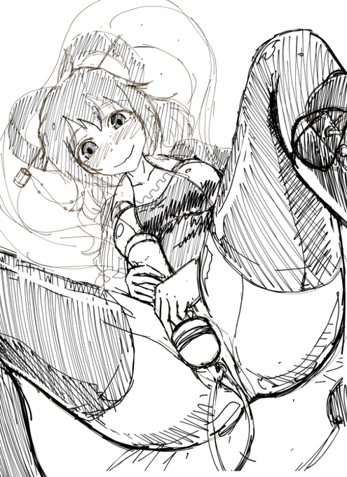 例大祭新刊から大ラフを一枚。 今回の冊子制作を経て、光沢表現に関してなにか掴めた気がする( ˘ω˘) 