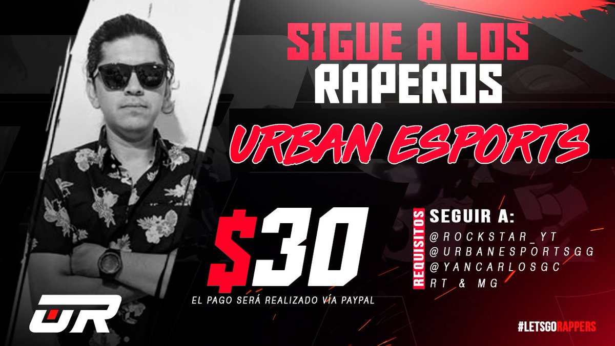 🤑 SORTEO 30 DOLARES PAYPAL!! 🤑

REQUISITOS! ⚠️
- SEGUIR A @UrbanEsportsGG 😍
- SEGUIR A <a href="/yancarlosgc/">UR YIAN</a> 🤩
- SEGUIRME <a href="/Rockstar_YT/">RockstarCR 🐵</a> 🐒
- DAR RT Y MG! ❤🔁

- GANADOR 9 DE MAYO EN MI CANAL YOUTUBE.COM/ROCKSTARCR 😱🤑