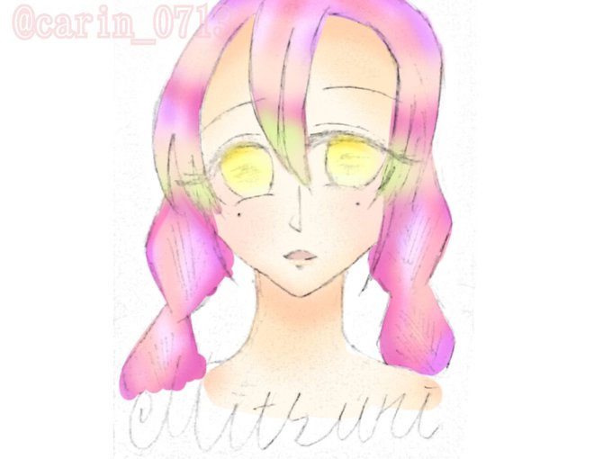 珂玪さんがTwitterに投稿した甘露寺蜜璃(鬼滅の刃)のイラスト。