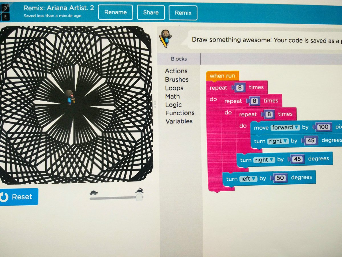 LunaliloElem's tweet image. Some amazing designs upper grades are creating using their coding, math, and art ideas for their final project. #STEAM #artists #csfundamentals #design #coding @codeorg @HIDOE808