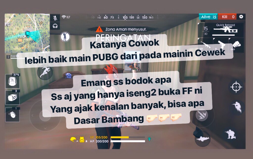 RamdhayaniRisma's tweet photo. #game #wanita #lucu #iseng #PUBG #FreeFire https://t.co/v6fRzwkWBx
