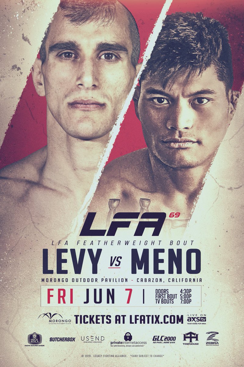 Levy 🇮🇱 VS Meno 🇬🇺
Undefeated vs undefeated 🤜🏼🤛🏼
June 7th, Live on @AxsTVfights 📺

I'm very excited be on the main card of great MMA promotion <a href="/LFAfighting/">LFA</a> 
This is the biggest challenge I've ever faced but my team and I are putting in the work to come out victorious!