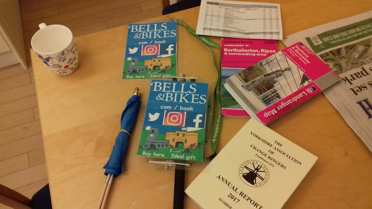 ✔ #Tourdeyorkshire race timings
✔ proper old school OS maps
✔ official Bells&amp;Bikes security pass
✔ Book advert on selfie stick
✔ Yorkshire bells handbook
Allez allez allez #tdybarnsley @bedalebike #tdy