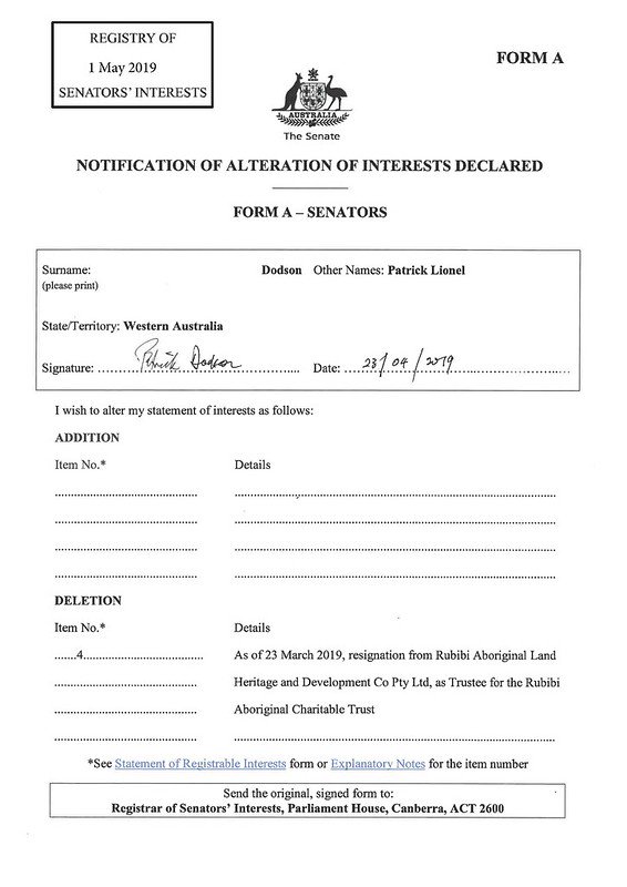 New page detected on the register of Senator Patrick Dodson. Help make these disclosures searchable here: burntheregister.com/project/dodson…