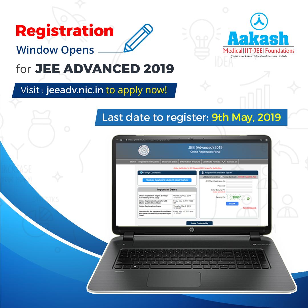 AESL_Official's tweet image. Qualified JEE Main 2019? It&apos;s time to register for JEE Advanced 2019. Visit  jeeadv.nic.in to apply now! Registration closes on 9th of May, 2019.
Enhance your JEE Advanced 2019 preparation with our final test series - bit.ly/2GZZNs2
#JEEAdvanced2019