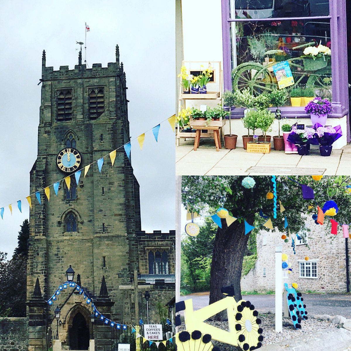 Bedale looking suitably Tour de yorks to welcome cyclist. Always love to see our pretty towns decorated to the max #Bedale #bbctdy #tdy @bbclooknorth #outsidebroadcast <a href="/letouryorkshire/">Tour de Yorkshire 🚴</a>