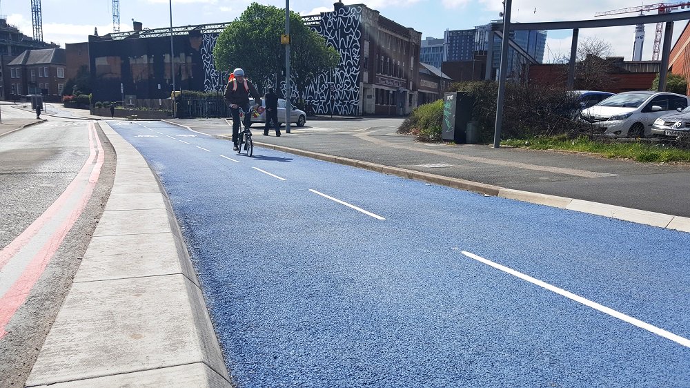 CharconUK's tweet photo. We've joined #Birmingham’s #cycle revolution by supplying 955l/m of our award-winning Cycle Kerb for the city’s new, multi-million pound cycle highway https://t.co/aOW9YM61yq #Landscaping #cycling https://t.co/M91pW8jolm