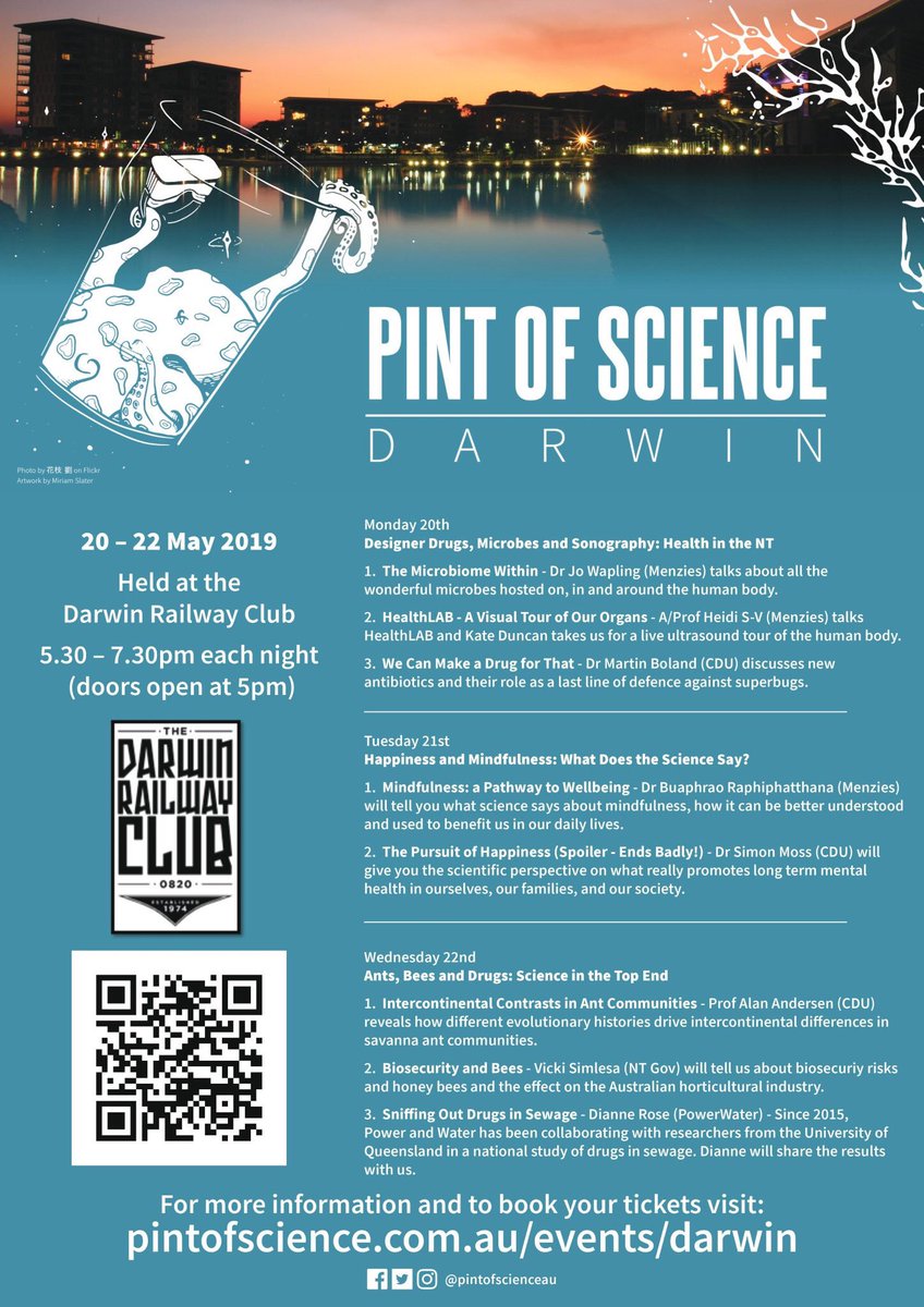heidi_sv's tweet photo. What a lineup for Pint Of Science Darwin!    
In the name of #SciComm I’ll be baring all...for a live ultrasound tour of the organs. You’ll see a pint go down like never before! #PintAU19 https://t.co/Y3vZzXAcfD