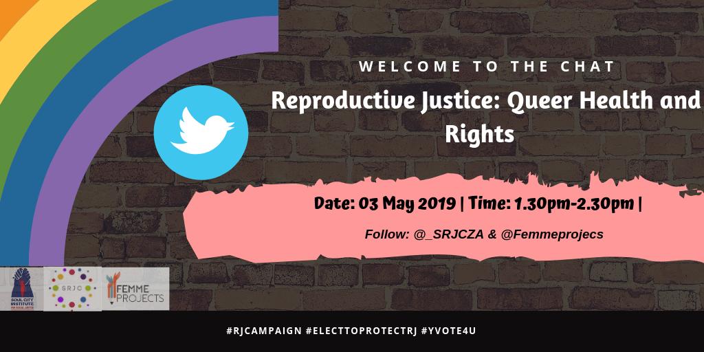 _SRJC's tweet photo. Today we are chatting to you and our friends and partners @femmeprojects about reproductive justice and Queer health and rights. #electtoprotectrj #RJCampaign #YVote4U @SweatTweets @SoulCity_SA @AmnestySAfrica https://t.co/ssz0PvTxWz