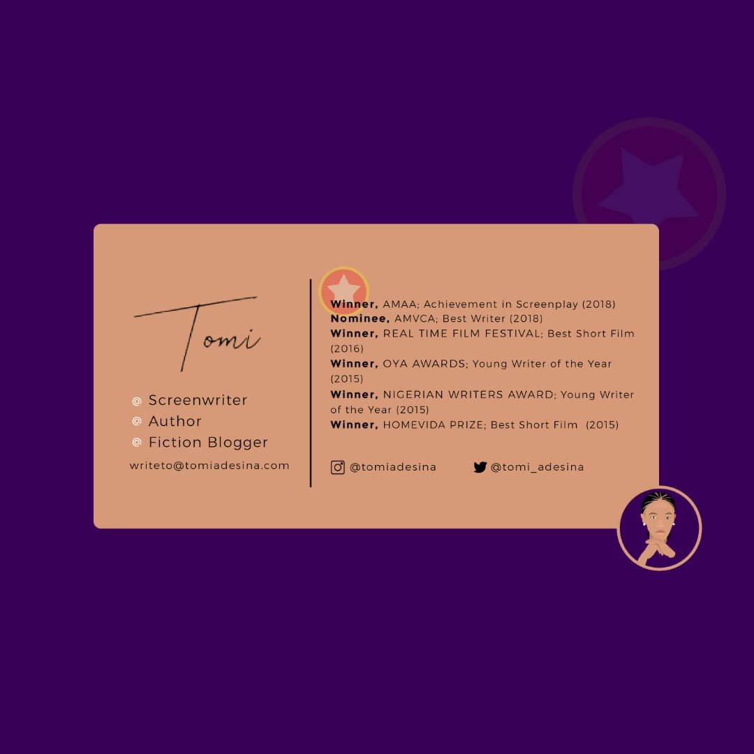 tomi_adesina's tweet image. 📣: &quot;Just in case you need a writer for your next film project, I&apos;m your girl.&quot; 🤓

For enquiries: Please send an email to: writetotomiadesina@gmail.com or a DM. 

Thank you!

#ScriptwriterForHire