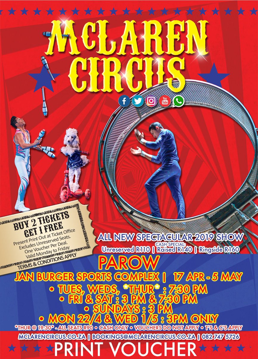 wcoast's tweet photo. RT @mclarenscircus: May All Your #Days Be #CircusDays Catch #McLarenCircus Amazing Show in #CapeTown at #Parow this weekend #FridayFeeling #Cpt #Kaapstad #WesternCape Coming next to #Malmesbury #Ceres #Moorreesburg & #Vredenburg Visit @mclarenscircus #we⦠https://t.co/oek2C5zLX0