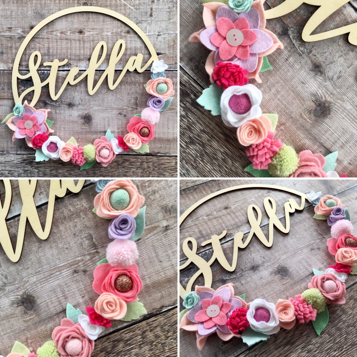 MaaikeATFMoon's tweet photo. Just finished this commission! Absolutely love the colours and the new flower styles & pompoms.
#etsyorder #etsyseller #etsysc #nameart #namehoop #feltflowers #feltcraft #handmadedecor #dowhatyoulove #pastelflowers #namehoop #namegift #personalisedgifts #personaliseddecor https://t.co/moco02f6Sq