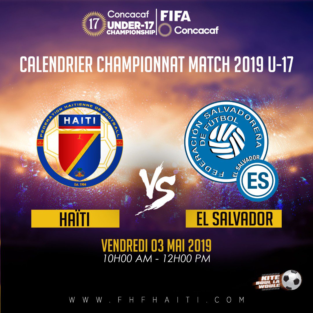 fhfhaiti's tweet photo. Aprè 1e VIKTWA peyi nou sou #Honduras jodia SELEKSYON NASYONAL U-17 Gason an pral defann nou kont #ELSALVADOR💥 #CONCACAFU17🏆 #10hAM #tiMESYEyoRÈD💪🏾 #FHF2019# YonLòtNivoFoutbòl #KITEBOULLAWOULE⚽🇭🇹 https://t.co/JD2OejluPc