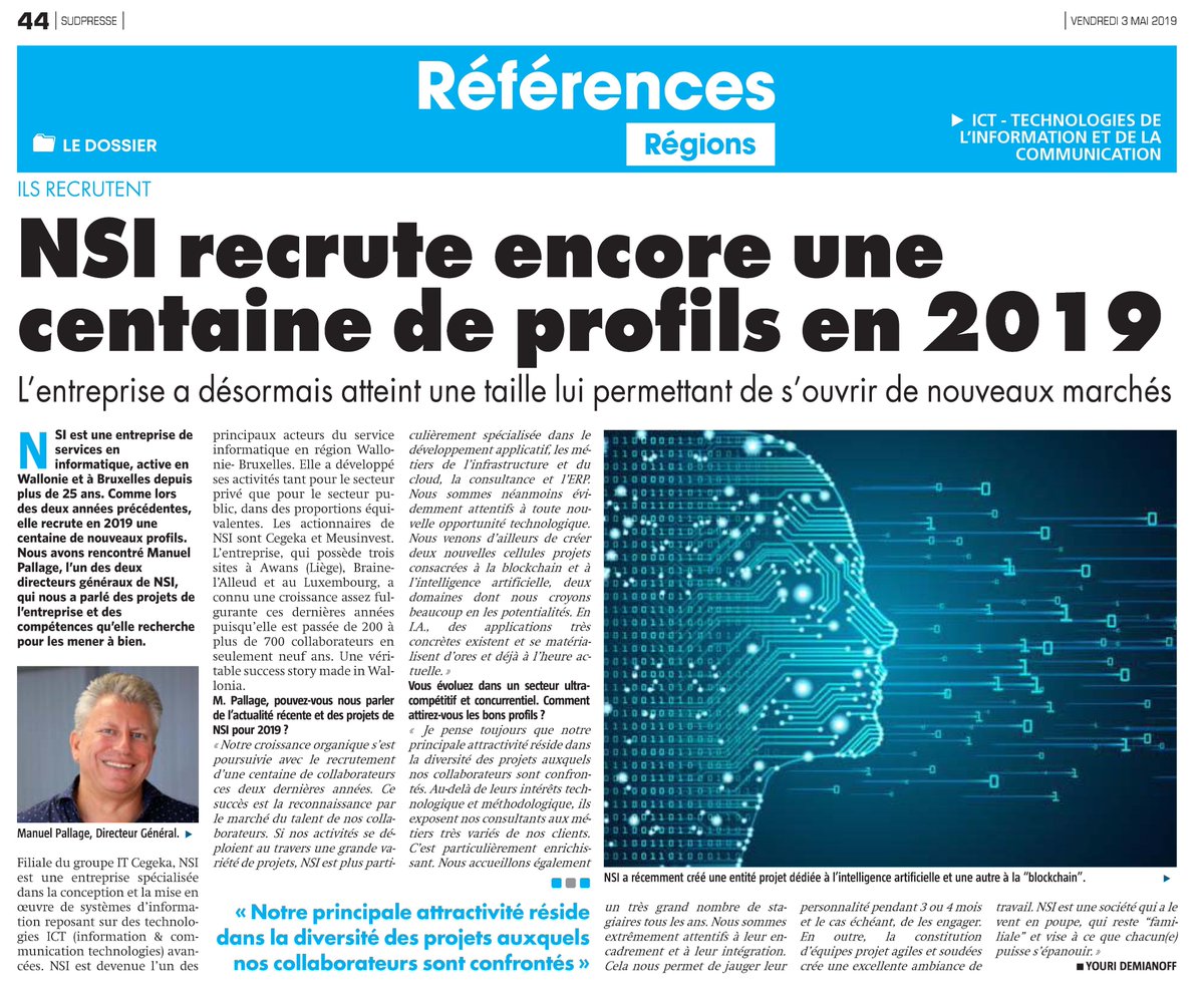 NSI_ITSS's tweet image. NSI recrute encore une centaine de profils en 2019.
 Référence - 03/05/2019