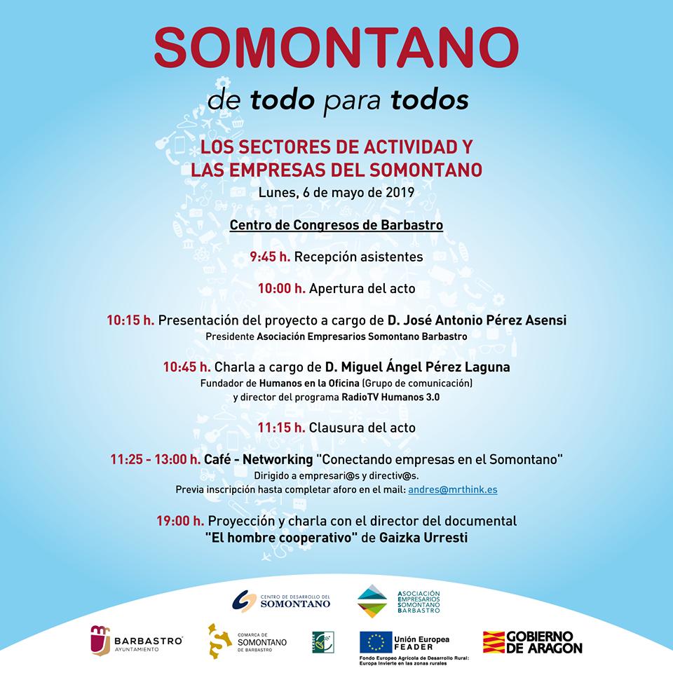 El próximo lunes, presentación del proyecto "Somontano, de todo para todos" y sesión de networking. Imperdible para empresarios. Confirma tu asistencia en el 974 310 784 . ¡Te esperamos! #Somontano #Barbastro #SomontanodeTodoparaTodos