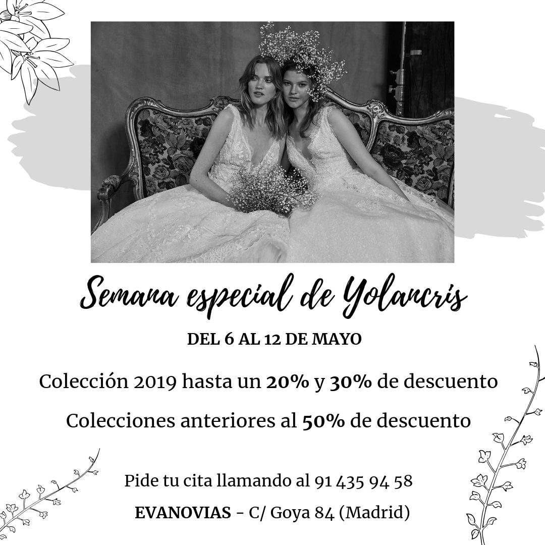 ¿Buscando vestido de novia? Tenemos buenas noticias para ti...
-
Gracias a la buena acogida y a las peticiones recibidas, ampliamos la semana de Yolancris del 6 al 12 de mayo.
-
¡Última oportunidad!
-
Aprovecha la ocasión y pide cita llamando al 91 435 94 58
-
EVANOVIAS