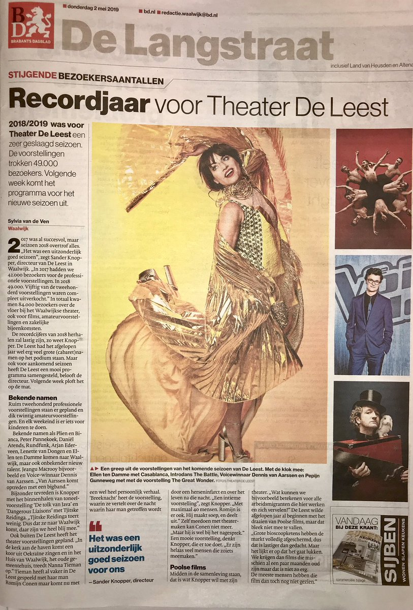 Trots op 200 mooie voorstellingen, trots op ons publiek (meer dan 7000 bezoekers meer dan ons oude record!), trots op onze amateurbespelers en trots op onze medewerkers, die elke dag keihard werken iedereen ‘n onvergetelijk uitje te bezorgen. Op naar het nieuwe seizoen!