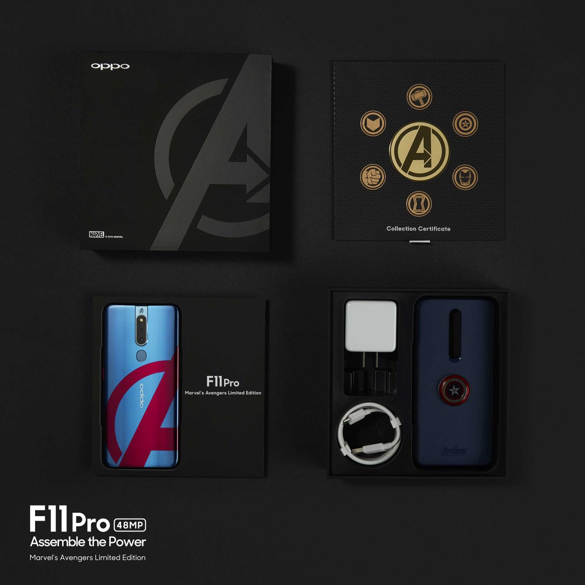OPPOIndonesia's tweet photo. Kesempatan untuk memiliki #OPPOF11Pro Marvel’s Avengers Limited Edition hadir kembali. Penjualan terbatas di OPPO Store mulai dari hari ini, 5 Mei 2019. 
Selama persediaan masih ada.

#AssembleThePower #AvengersEndgame https://t.co/LKq0gS3v6n
