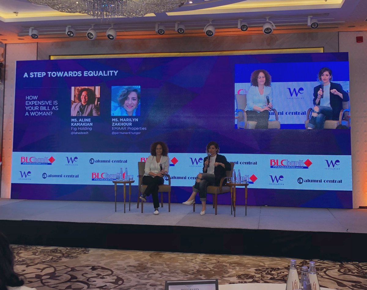 WeInitiative's tweet photo. “How Expensive is Your Bill as a Woman?” happening now with the brilliant women entrepreneurs, Ms. @alinekamakian - Mayrig, Ms. @Marilynzakhour - @emaardubai. #WomenEmpowerment #We_Chose_You https://t.co/6DKAyJNRS8