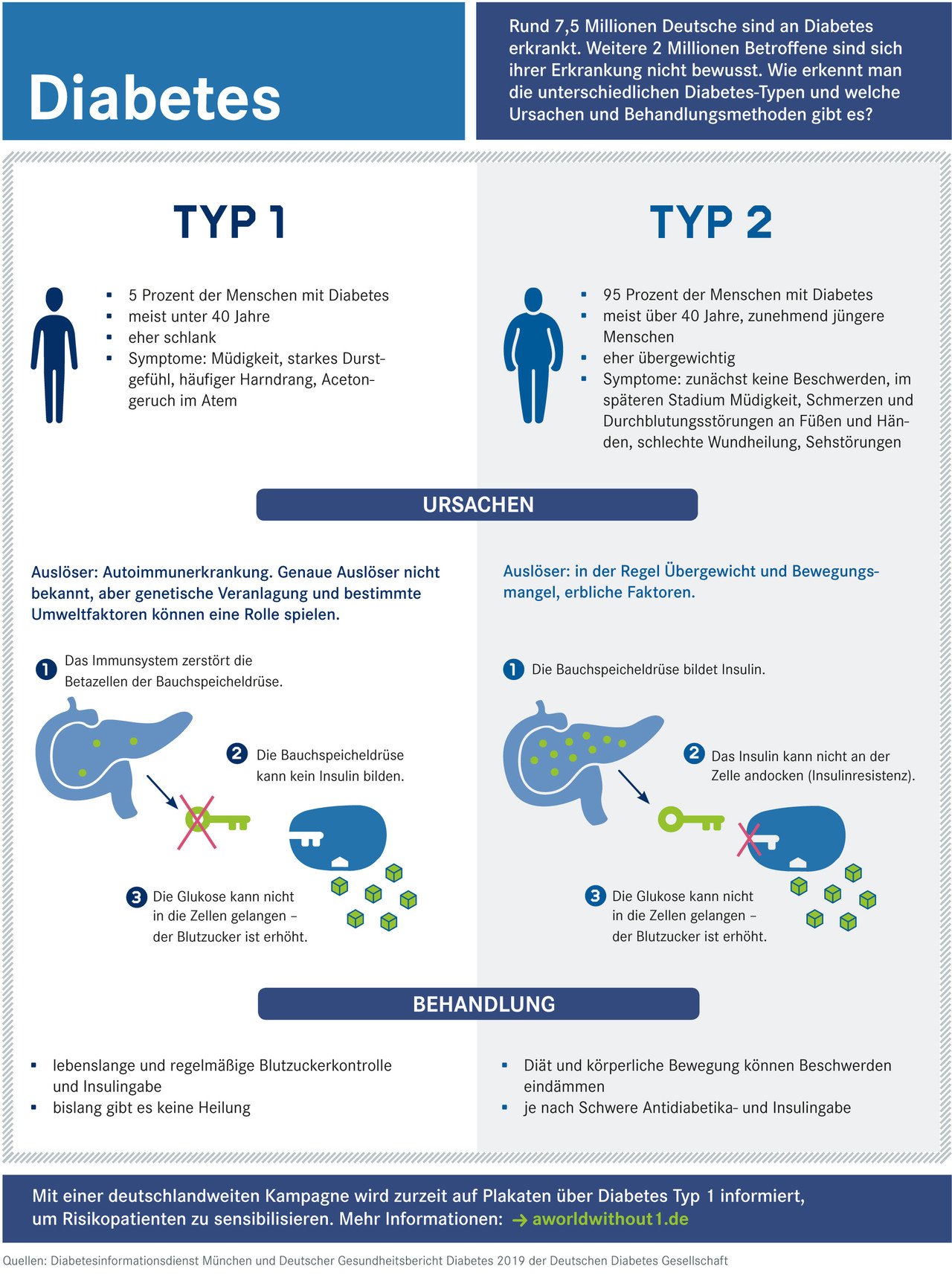 Symptome bei Diabetes Typ 1 und Typ 2