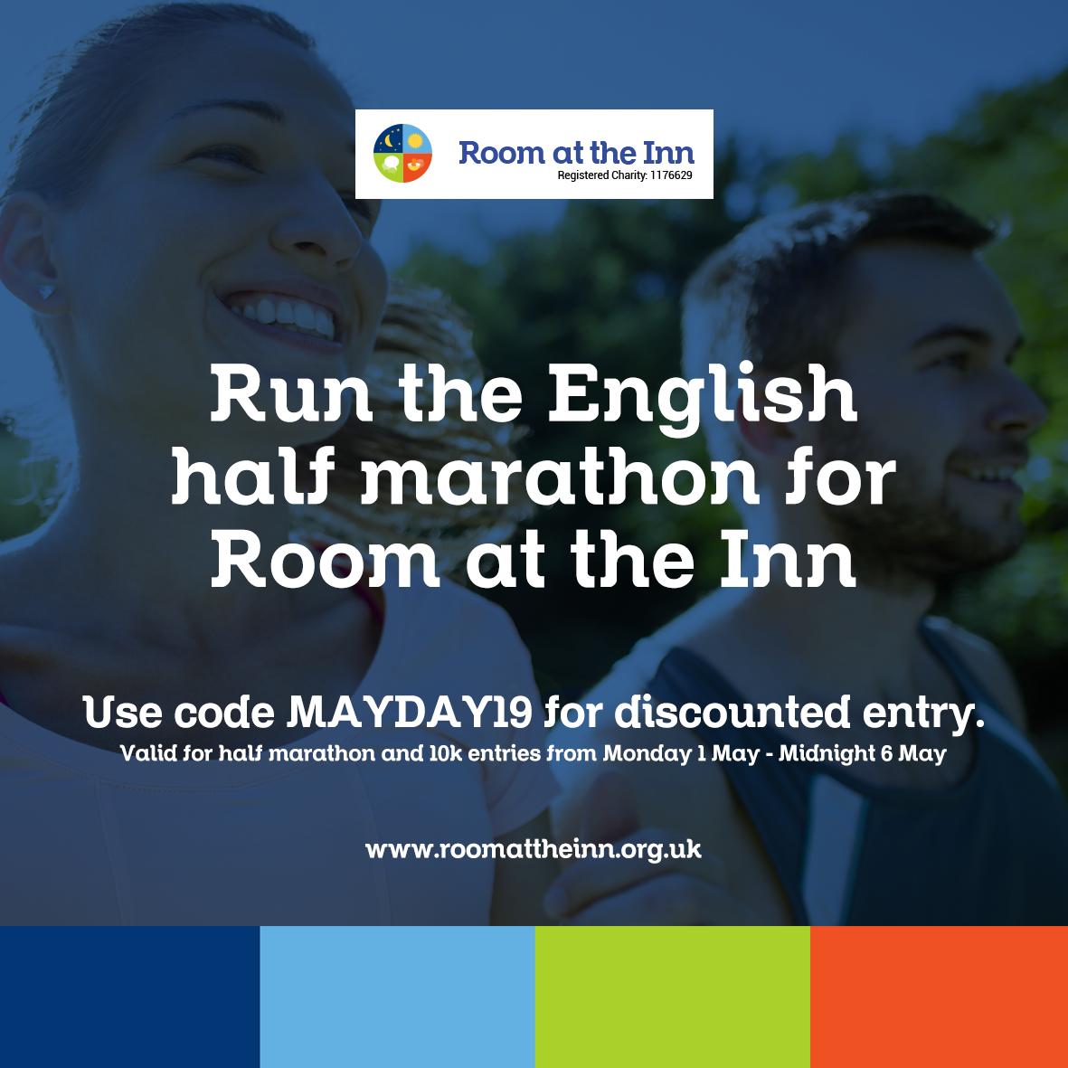Ameritz Music (@ameritzmusic) on Twitter photo Are you interested in running the English Half Marathon to raise money for <a href="/roomattheinn_/">Room at the Inn</a>?
Use the code MAYDAY19 to receive a discount on Half Marathon or 10K entries from Monday 1st May to Midnight 6th May!
roomattheinn.org.uk/english_half_m⦠Are you interested in running the English Half Marathon to raise money for <a href="/roomattheinn_/">Room at the Inn</a>?
Use the code MAYDAY19 to receive a discount on Half Marathon or 10K entries from Monday 1st May to Midnight 6th May!
roomattheinn.org.uk/english_half_mā¦