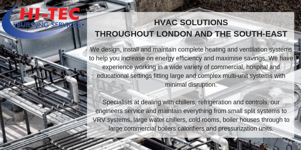 HiTecBuild's tweet image. We are specialists in Heating, Ventilation, and Air Conditioning Systems in a variety of settings. Contact us on 01895 676704 or hello@htbuildingservices.co.uk for any enquiries.