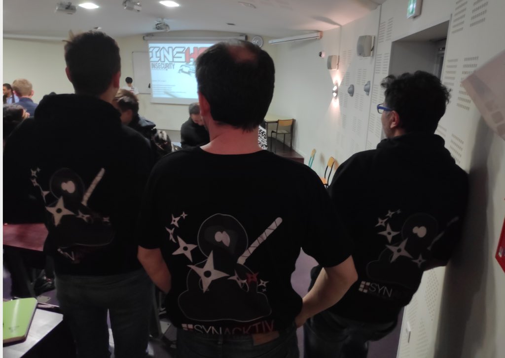 Synacktiv's tweet photo. @InsecurityAsso @AlgoSecure @sogeti_fr @ovh_fr Merci pour cette sympathique édition #inshack2019 ! https://t.co/FnCgKlpPQj