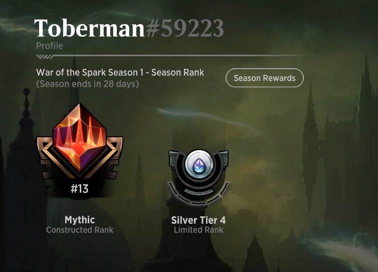 TobermanAG's tweet photo. I'm sure no one saw this coming, just hit Mythic with Nullhide & friends. Tried a few new decks, great one day and then trash the next. Went back to the best deck. Nullhide still getting discarded by people. Same exact list, no #MTGWAR cards.
@arenadecklists
#Nullhide4Life #MTG https://t.co/VhPs84zmGe