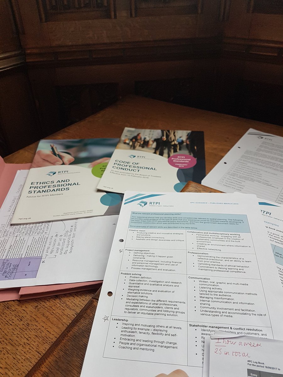 NWYoungPlanners's tweet photo. A day of study leave for one of our committee members - spending time focussing on her log book and reading APC guidance! @RTPIPlanners #APC #RTPI #NWYP #planning https://t.co/RUl7xrlkfW