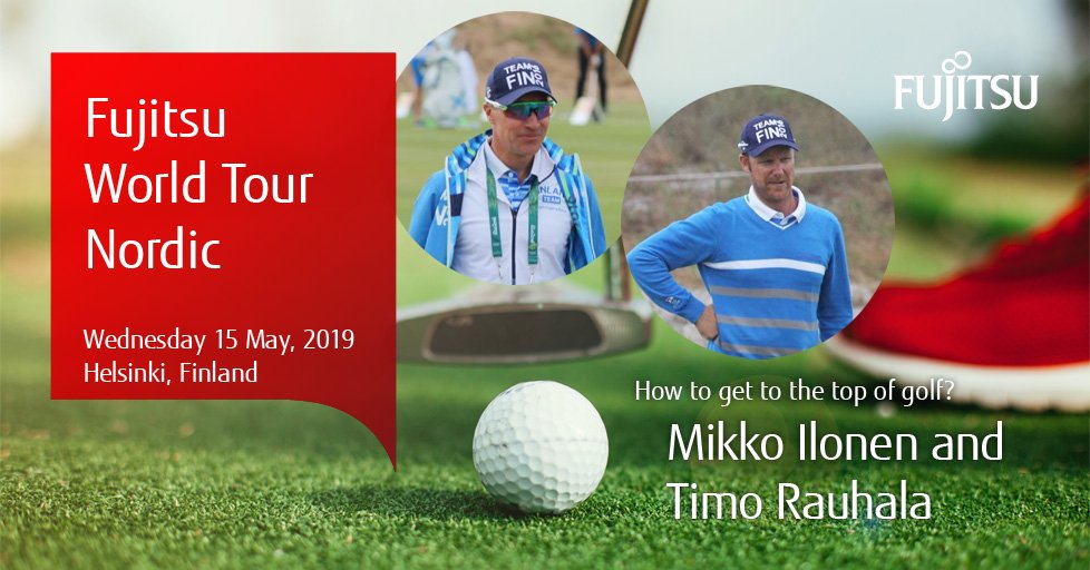 Fujitsu_DE's tweet photo. Auf der #FujitsuWorldTour Nordic wird Finnlands erfolgreichster Golfer, M. Ilonen, gemeinsam mit dem Top-Coach, T. Rauhala, erläutern, wie man durch hartes Training die Spitze des Golfsports erobert. Sie sind am 15.5.19 in Skandinavien? Schauen Sie vorbei: https://t.co/Df3OmcUO3x https://t.co/yOR1QbWLap