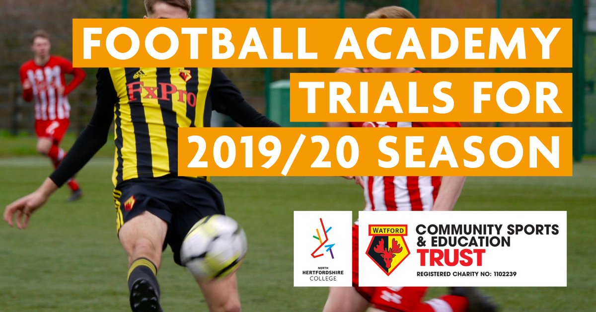 N_HertsCollege's tweet photo. Our football trials with Watford Football Academy are back on Tuesday 28th May 12.30-2.30pm at our Hitchin campus. @NHFAcademy https://t.co/ldyr7i39AK https://t.co/pDneS1iQM2