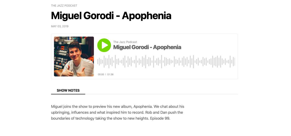 The Jazz Podcast (@thejazzpodcast) on Twitter photo A pleasure having <a href="/MiguelGorodi/">Miguel Gorodi</a> on the show today. We've massive fans of his! Previewing his new album, Apophenia, released May 24th! Link here: thejazzpodcast.buzzsprout.com/81894/1079384-… <a href="/UbuntuMusicJazz/">Martin Hummel</a> <a href="/mchillaz/">Mike 'Mike Chillingworth' Chillingworth</a> <a href="/gcrowleymusic/">George Crowley</a> <a href="/RalphWyld/">Ralph Wyld</a> <a href="/hartvibe/">Jim Hart</a> A pleasure having <a href="/MiguelGorodi/">Miguel Gorodi</a> on the show today. We've massive fans of his! Previewing his new album, Apophenia, released May 24th! Link here: thejazzpodcast.buzzsprout.com/81894/1079384-… <a href="/UbuntuMusicJazz/">Martin Hummel</a> <a href="/mchillaz/">Mike 'Mike Chillingworth' Chillingworth</a> <a href="/gcrowleymusic/">George Crowley</a> <a href="/RalphWyld/">Ralph Wyld</a> <a href="/hartvibe/">Jim Hart</a>