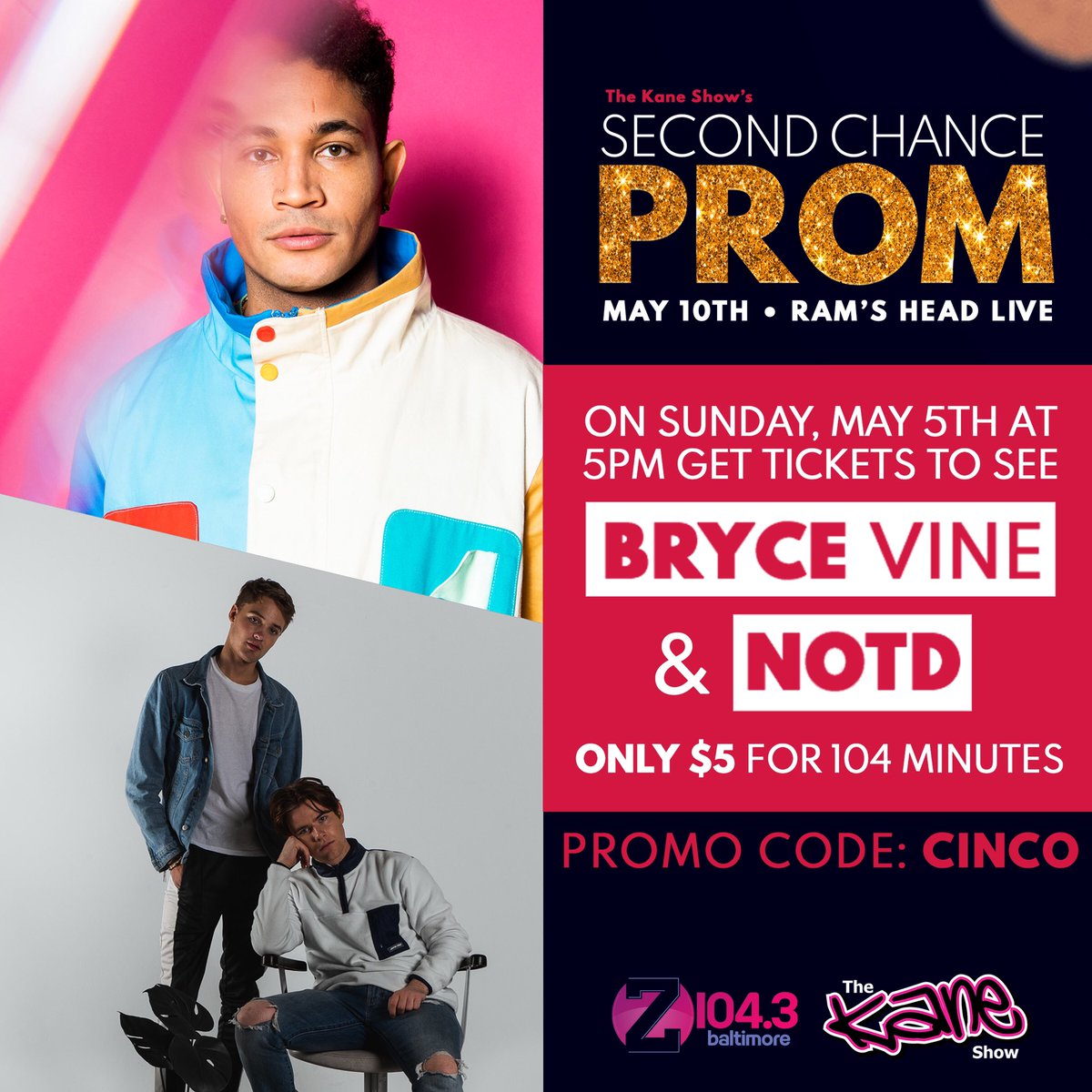 mrerickv's tweet photo. I’m super excited for @Z1043 #2ndchanceprom and look at the super special deal happening this Sunday!!! @brycevine @NOTD @KaneShowAM https://t.co/p1JTSwWo44