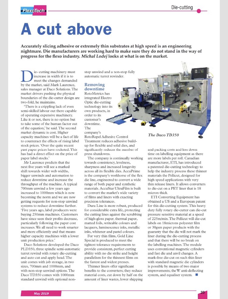 2nd mention in <a href="/FlexoTechMag/">FlexoTech Magazine</a> latest issue in the die cutting feature.
Read the full article daco-solutions.com/news/plain-lab…