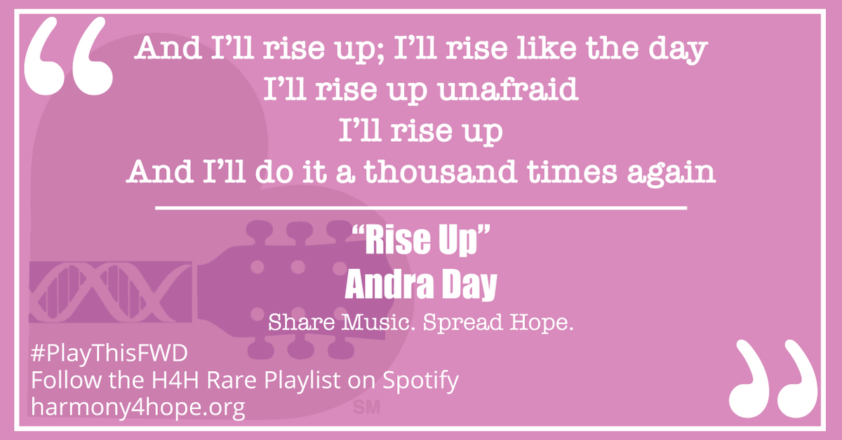 harmonize4hope's tweet photo. Have you had a chance to listen to the newest Harmony 4 Hope #RarePlaylist on @Spotify yet? Head on over and check out some of our favorite hits like “Rise Up” from @AndraDayMusic. Follow us on Spotify and Rock Rare. https://t.co/0lF543jnab #PlayThisFWD https://t.co/PzN2Ez2y3y