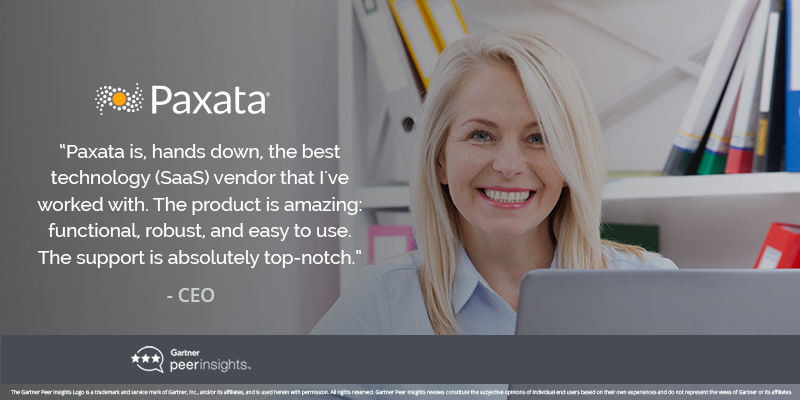 Paxata's tweet photo. "#Paxata is, hands down, the best technology (SaaS) vendor I've worked with. The product is amazing: functional, robust &amp; easy to use. The support is absolutely top-notch." We https://t.co/Pg6dHD9gDd love the feedback via @Gartner #peerinsights: https://t.co/6PmRACenK9 #dataprep https://t.co/BW7mopGgBX