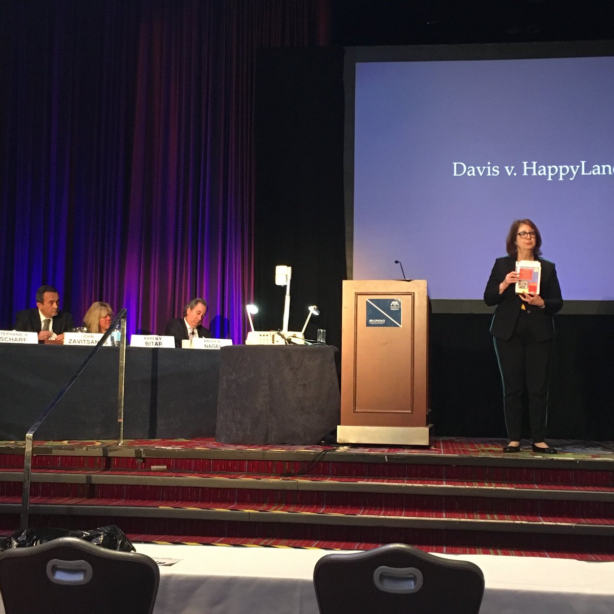 MaryCraigCalkin's tweet photo. Fabulous opening statements by Stephanie Scharf, John Zavitsanos, Karen Bitar and Bruce Nagel for the David v. Goliath Showdown, at the 2019 Section of Litigation and GP Solo CLE Conference in New York City. #LitigationGPSolo ⁦@ABALitigation⁩ https://t.co/4WIg6rrei3