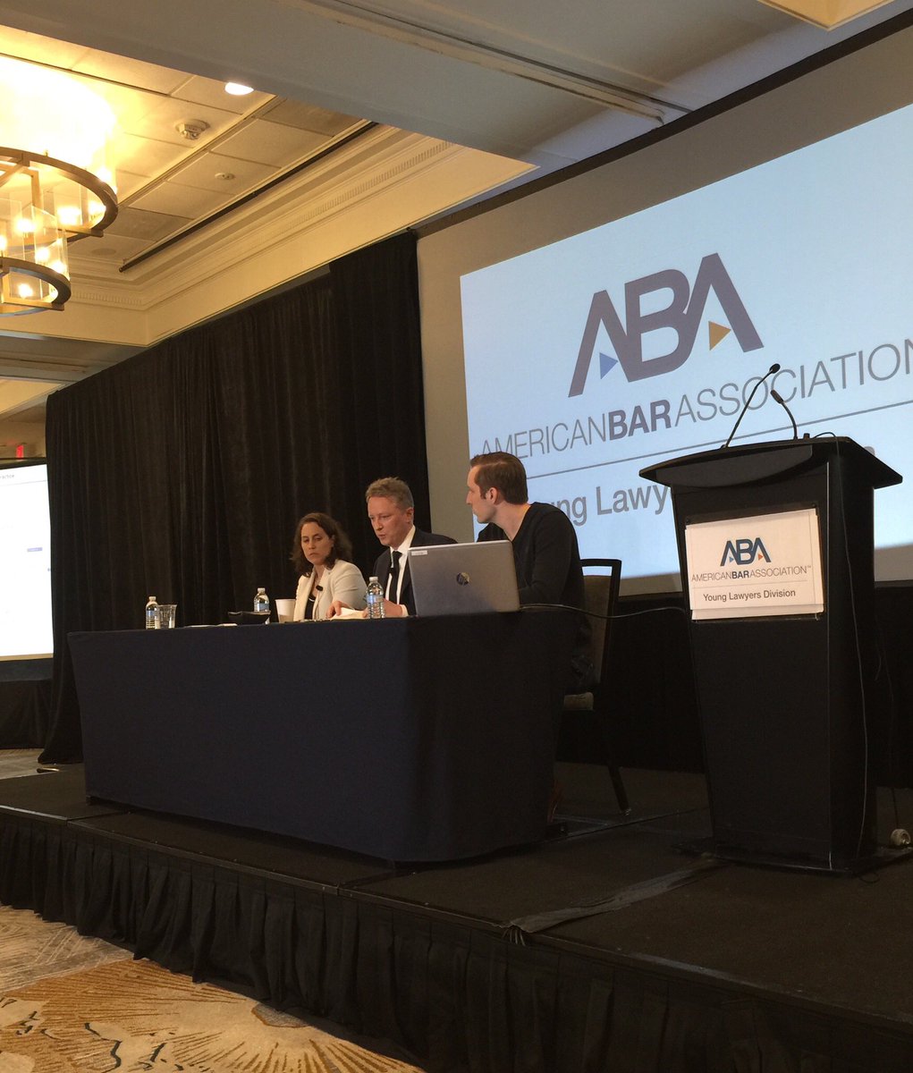akrieg15's tweet photo. Unpacking how AI and analytics can ethically work in the legal field at #ABAyld spring 2019 conference. @MindyRattan and Clinton Stauffer of @BLaw and Dan Elliott of @HonigmanLaw schooling us on this subject. https://t.co/1xFg4D6NaE