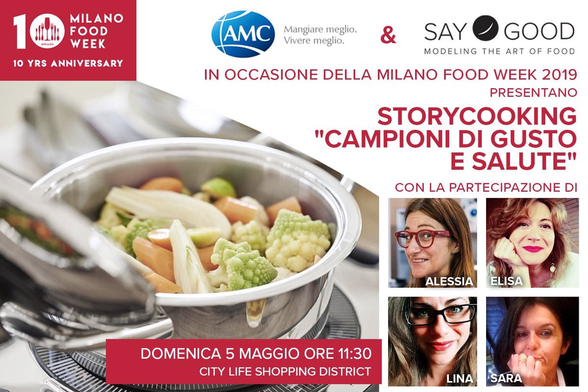 Un bell’appuntamento ve lo do io a #Milano per la #Milanofoodweek: domenica #5maggio al CityLife Shopping District per raccontarvi come cucinare in modo sano e gustoso insieme ad AMC.

#SayGood #cucinareconAMC #Mfoodw