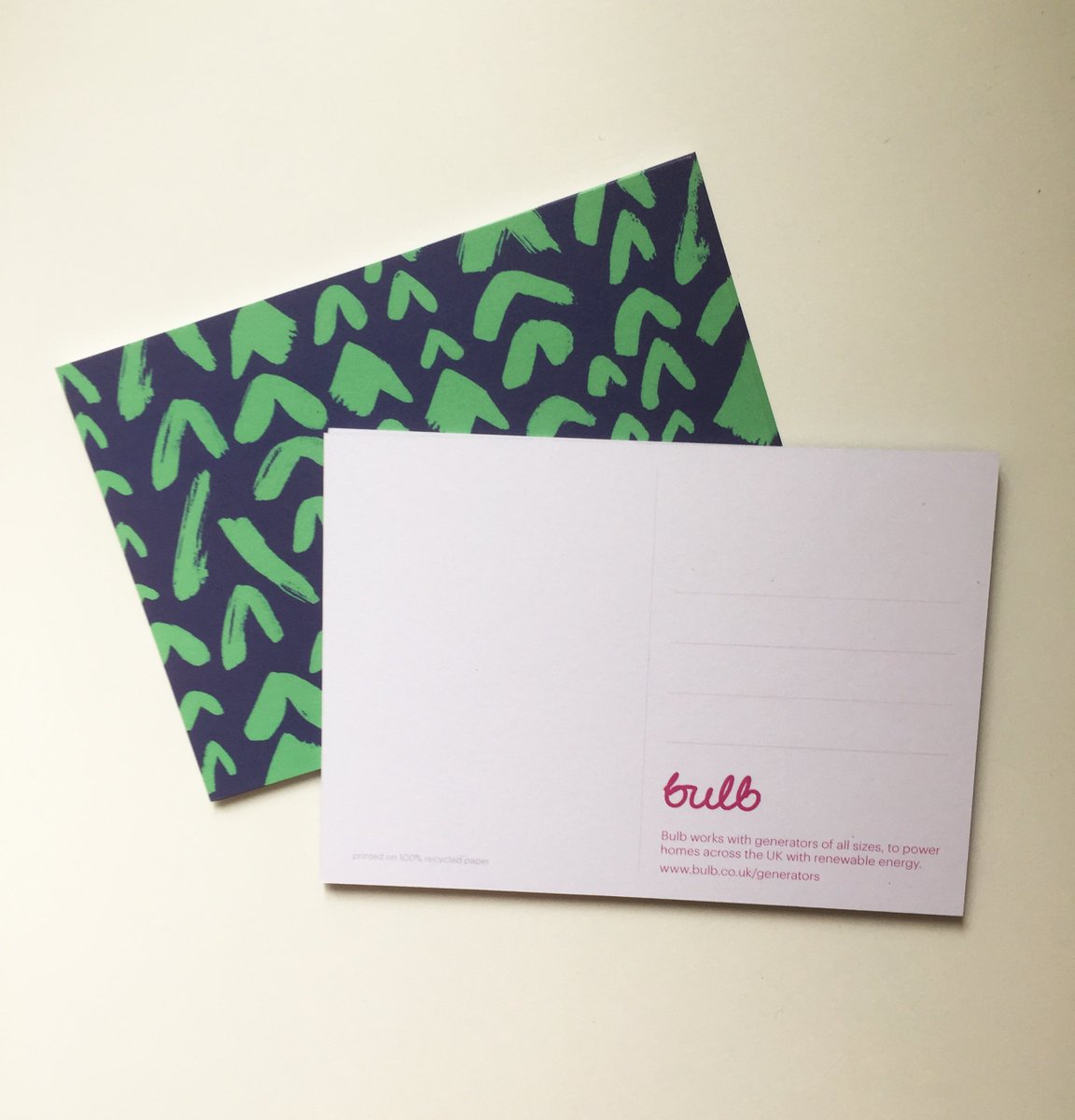 Look at these beautiful illustrations on <a href="/bulbenergy/">Bulb</a> postcards! 🌍 

We printed them on 100% recycled uncoated card to complement their focus on green energy🌱We loved their design and printing on our eco stock created a muted tone effect that accentuates it.

#ecoprint #brighton