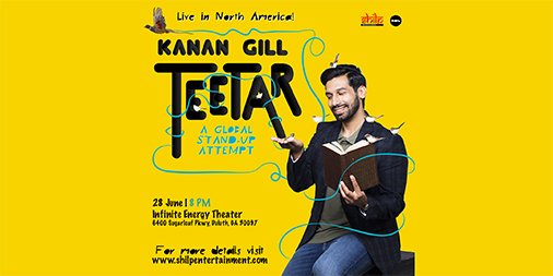 Announcement: @KananGill will perform his latest stand-up comedy special, 'Teetar', at Infinite Energy Theater on June 28! Tickets are On-Sale NOW! Get Tickets: urlzs.com/J8qh