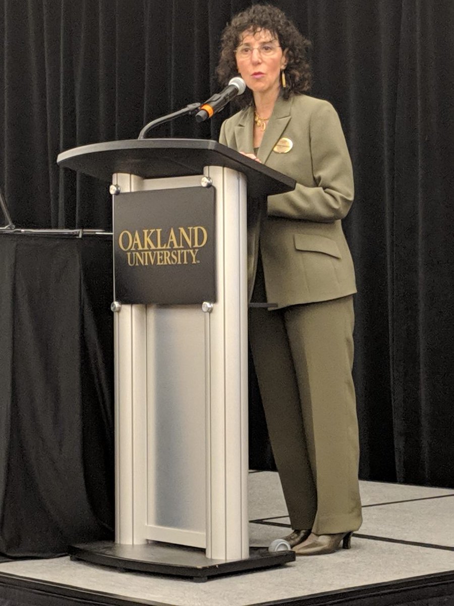 Oakland University President, Ora Hirsh Pescovitz welcoming attendees to the SE MI STEM Summit 2019 #STEM #MISTEMPartnership #MTAM #SEMISTEMAlliance #OaklandUniversity #SEMISTEMSummit